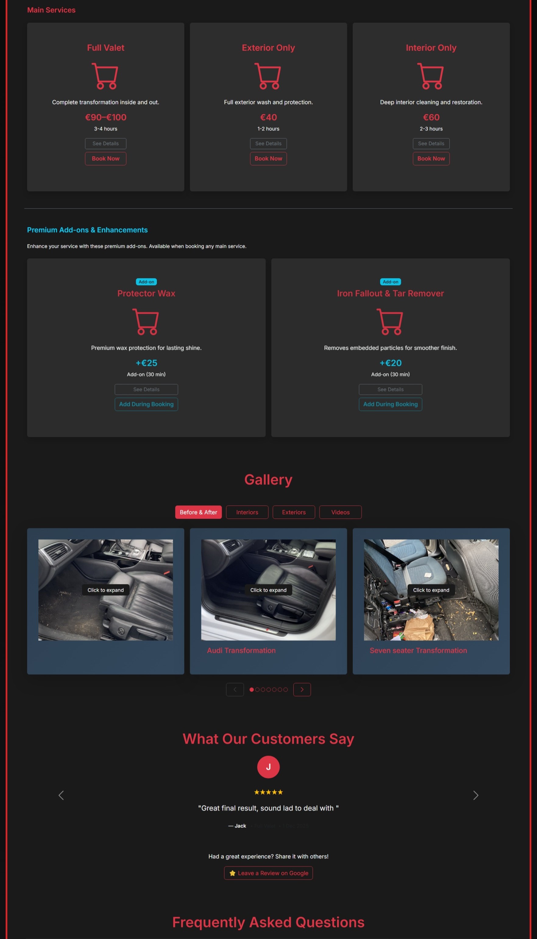 Old Jake's Car Care website